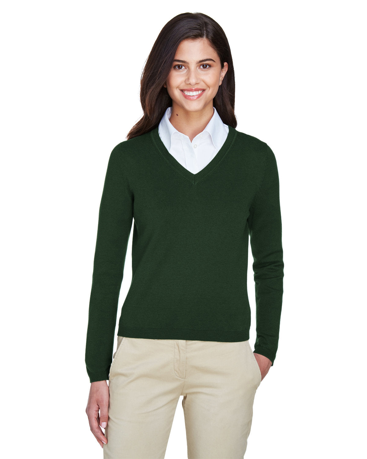 Devon & Jones Ladies' V-Neck Sweater D475W