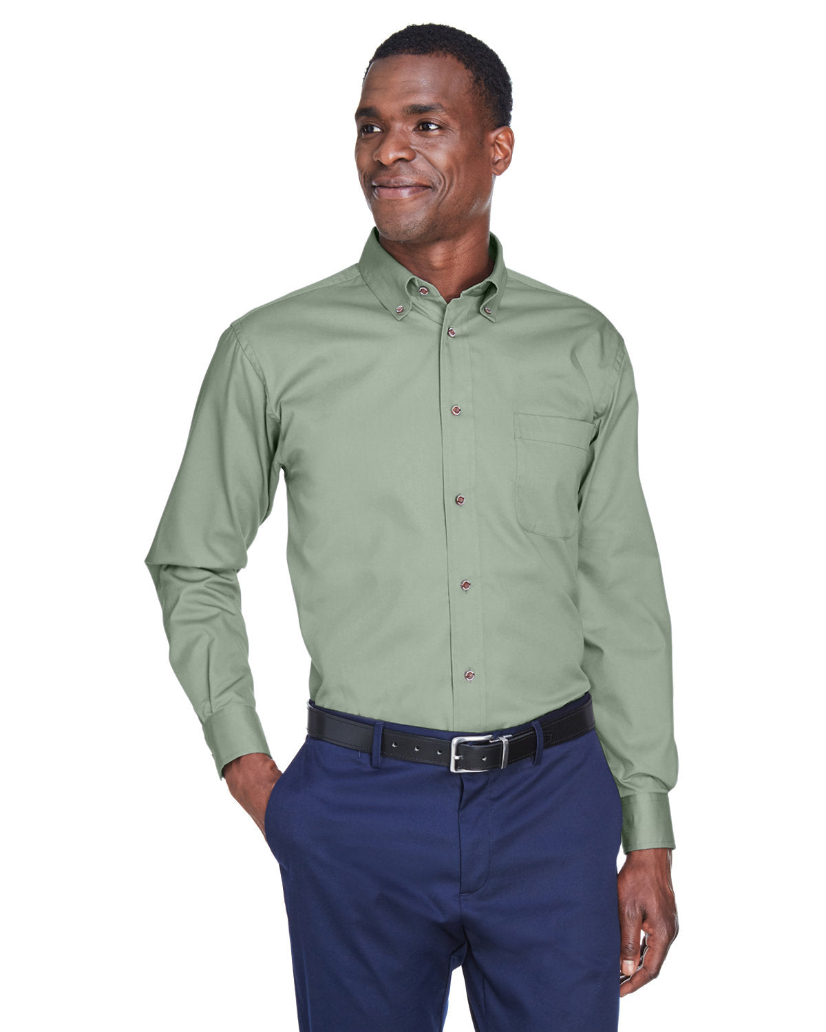 Harriton Men's Easy Blend™ Long-Sleeve Twill Shirt with Stain-Release M500