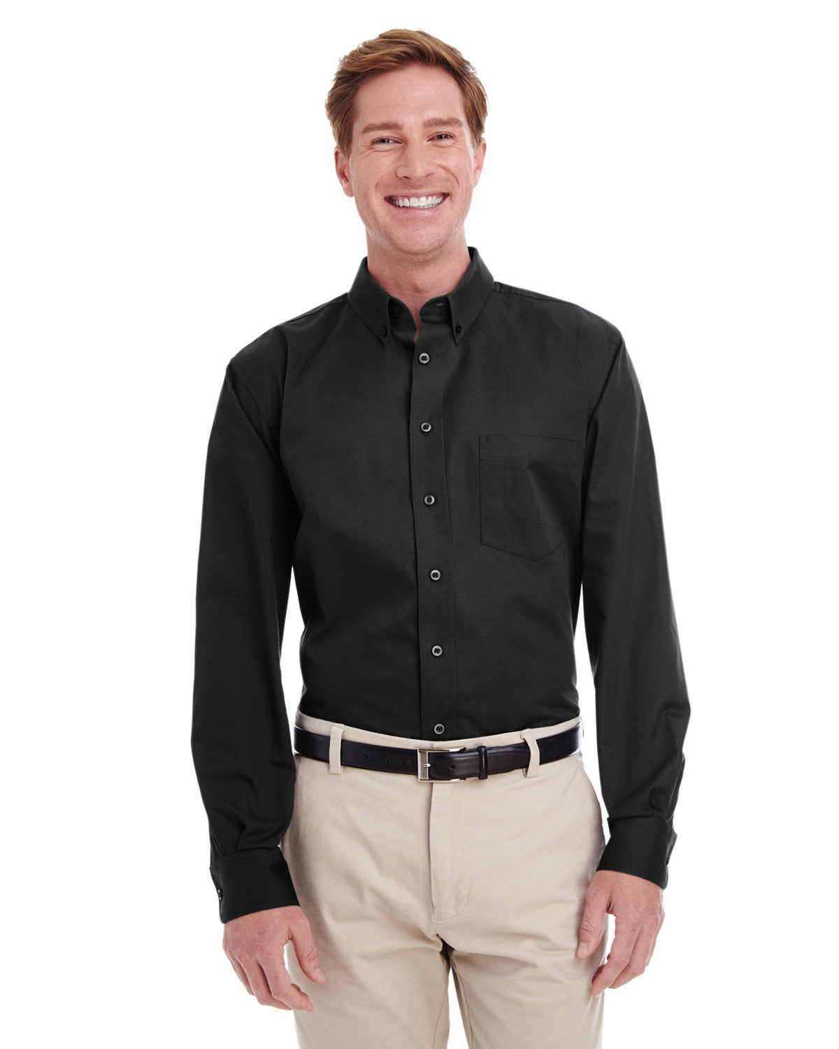 Harriton Men's Foundation Cotton Long-Sleeve Twill Shirt with Teflon™ M581
