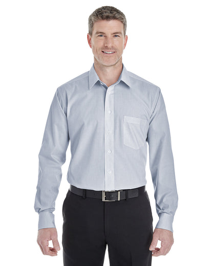 Devon & Jones Men's Crown Collection® Striped Woven Shirt DG534 #color_NAVY / WHITE