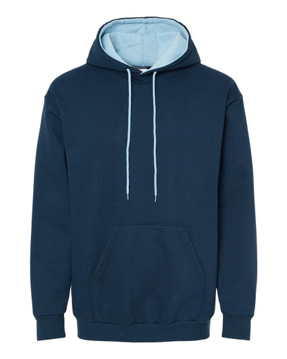 King Fashion Two-Tone Hooded Sweatshirt KF9041 #color_Navy/ Light Blue