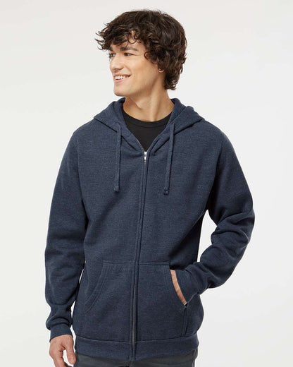 M&O Unisex Zipper Fleece Hoodie 3331 #colormdl_Heather Navy