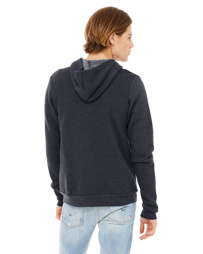 BELLA + CANVAS Unisex Sponge Fleece Full-Zip Hooded Sweatshirt 3739 #color_HEATHER NAVY