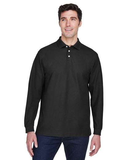 Devon & Jones Men's Pima Piqué Long-Sleeve Polo D110 #color_BLACK