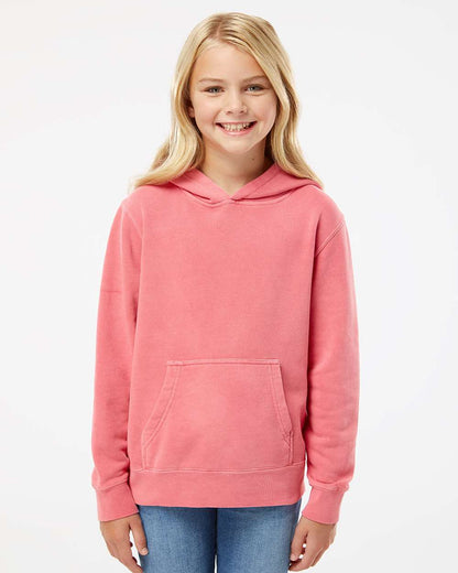 Independent Trading Co. Youth Midweight Pigment-Dyed Hooded Sweatshirt PRM1500Y #colormdl_Pigment Pink