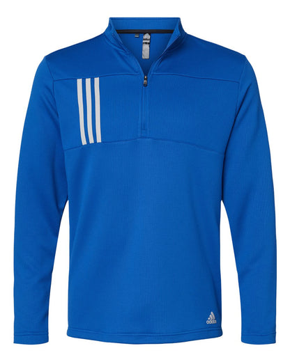 Adidas 3-Stripes Double Knit Quarter-Zip Pullover A482 #color_Team Royal/ Grey Two