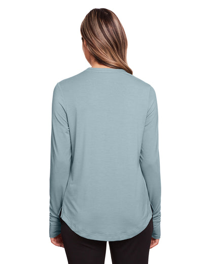 North End Ladies' Jaq Snap-Up Stretch Performance Pullover NE400W #color_OPAL BLUE