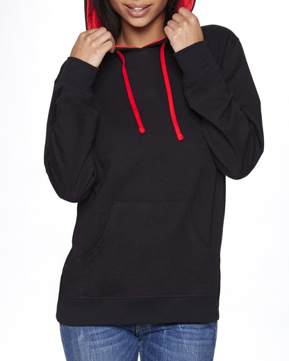 Next Level Apparel Unisex Laguna French Terry Pullover Hooded Sweatshirt 9301 #color_BLACK / RED