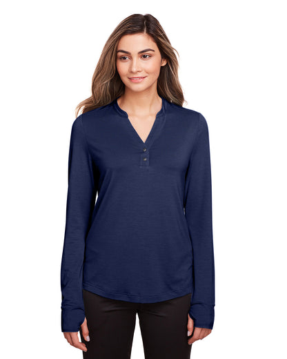 North End Ladies' Jaq Snap-Up Stretch Performance Pullover NE400W #color_CLASSIC NAVY