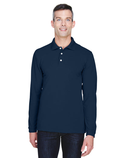 Harriton Men's Easy Blend™ Long-Sleeve Polo M265L #color_NAVY