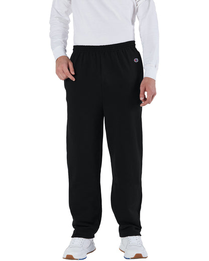 Champion Adult Powerblend® Open-Bottom Fleece Pant with Pockets P800 #color_BLACK