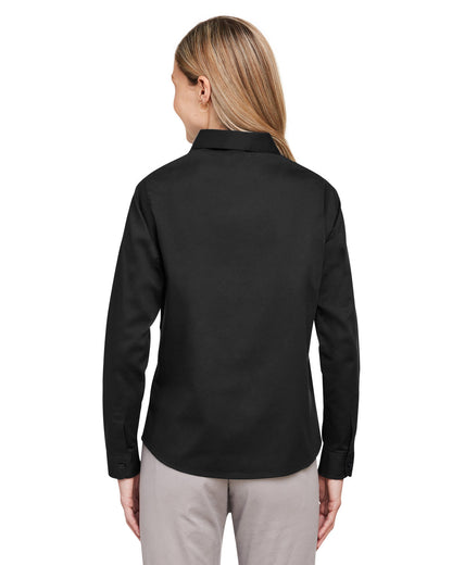 Harriton Ladies' Advantage IL Long-Sleeve Workshirt M585LW #color_BLACK