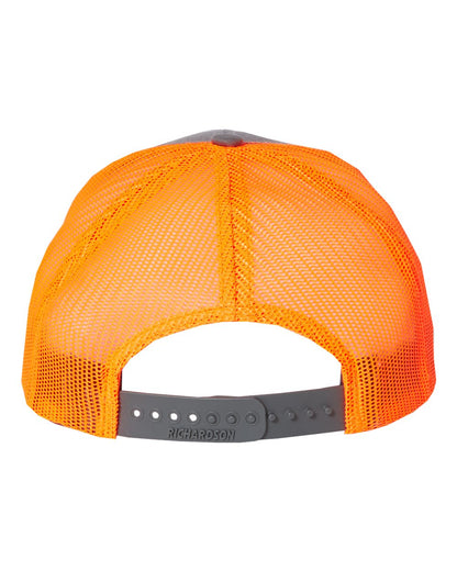 Richardson Snapback Trucker Cap 112 #color_Charcoal/ Neon Orange