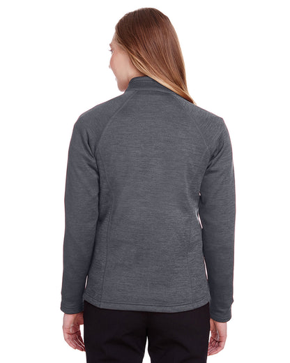 North End Ladies' Flux 2.0 Full-Zip Jacket NE712W #color_CARBON HTHR / BLK