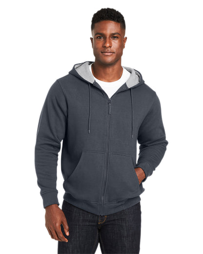 Harriton Men's Tall ClimaBloc™ Lined Heavyweight Hooded Sweatshirt M711T #color_DARK CHARCOAL