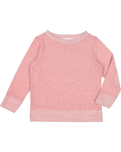 Rabbit Skins Toddler Harborside Melange French Terry Crewneck with Elbow Patches RS3379 #color_MAUVELOUS MLANGE