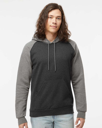 King Fashion Fleece Raglan Hooded Sweatshirt KF4042 #colormdl_Dark Charcoal/ Grey Heather