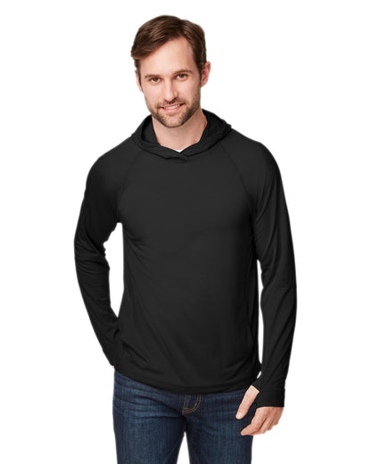 North End Unisex JAQ Stretch Performance Hooded T-Shirt NE105 #color_BLACK