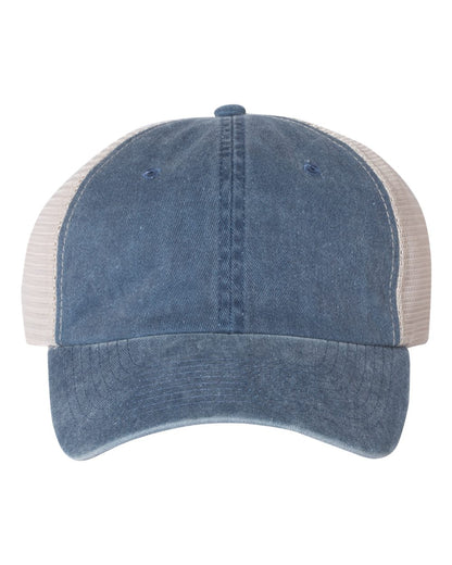 Sportsman Pigment-Dyed Trucker Cap SP510 #color_Navy/ Stone