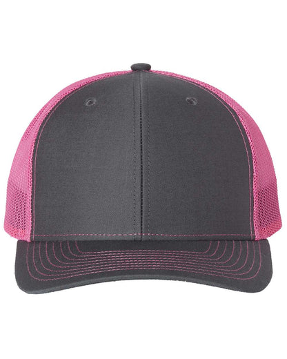 Richardson Snapback Trucker Cap 112 #color_Charcoal/ Neon Pink