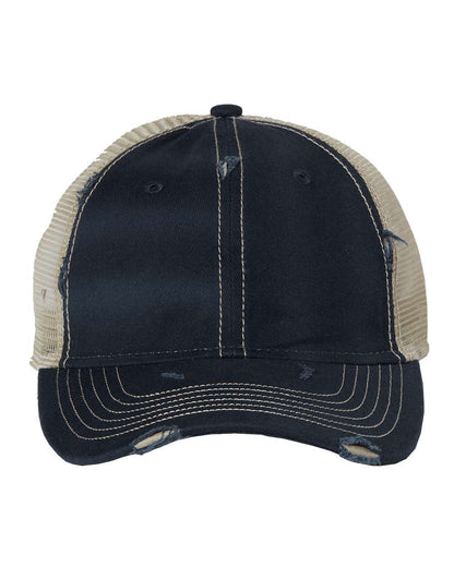 Sportsman Bounty Dirty-Washed Mesh-Back Cap 3150 #color_Navy/ Khaki