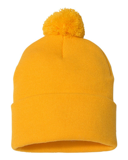 Sportsman 12" Pom-Pom Cuffed Beanie SP15 #color_Gold