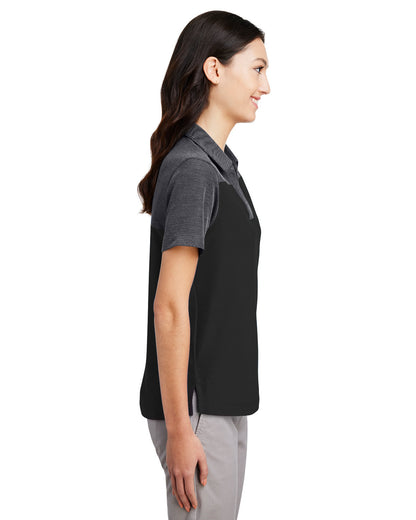 Core365 Ladies' Fusion ChromaSoft Colorblock Polo CE112CW #color_BLACK / CRBN HTH