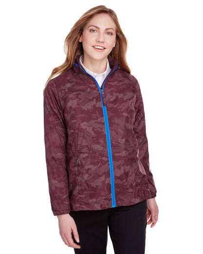 North End Ladies' Rotate Reflective Jacket NE711W #color_BURGNDY / OLY BLU