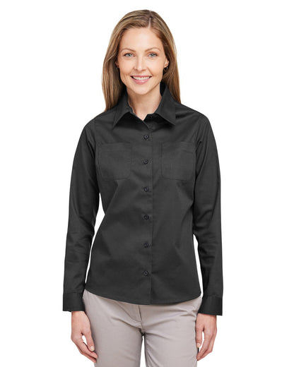 Harriton Ladies' Advantage IL Long-Sleeve Workshirt M585LW #color_DARK CHARCOAL