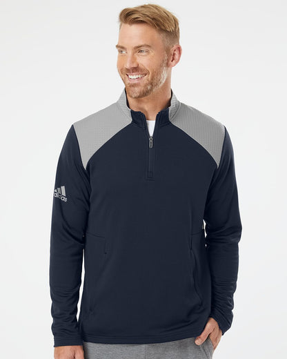 Adidas Textured Mixed Media Quarter-Zip Pullover A532 Adidas Textured Mixed Media Quarter-Zip Pullover A532