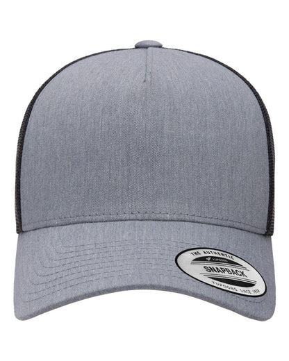 YP Classics Five-Panel Retro Trucker Cap 6506 #color_Heather/ Black