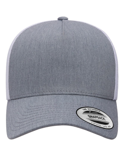 YP Classics Five-Panel Retro Trucker Cap 6506 #color_Heather/ White
