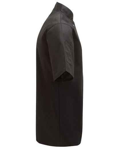 Artisan Collection by Reprime Unisex Studded Front Short-Sleeve Chef's Jacket RP664 #color_Black