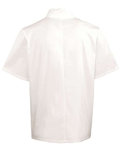 Artisan Collection by Reprime Unisex Studded Front Short-Sleeve Chef's Jacket RP664 #color_White