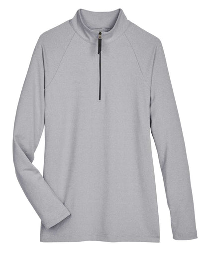 Devon & Jones CrownLux Performance® Ladies' Clubhouse Micro-Stripe Quarter-Zip DG480W #color_Black
