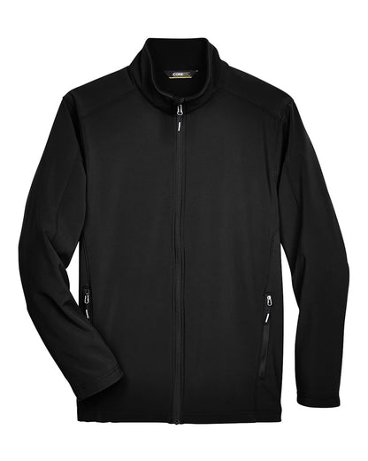 Core365 Men's Cruise Two-Layer Fleece Bonded Soft Shell Jacket 88184 #color_Black