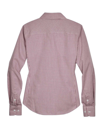Devon & Jones Ladies' Ladies' Crown Collection® Gingham Check Woven Shirt D640W #color_Burgundy
