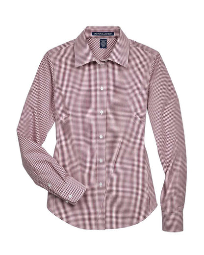 Devon & Jones Ladies' Ladies' Crown Collection® Gingham Check Woven Shirt D640W #color_Burgundy
