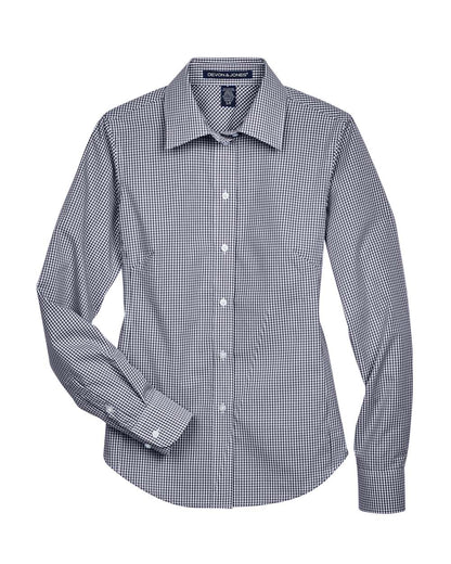 Devon & Jones Ladies' Ladies' Crown Collection® Gingham Check Woven Shirt D640W #color_Navy