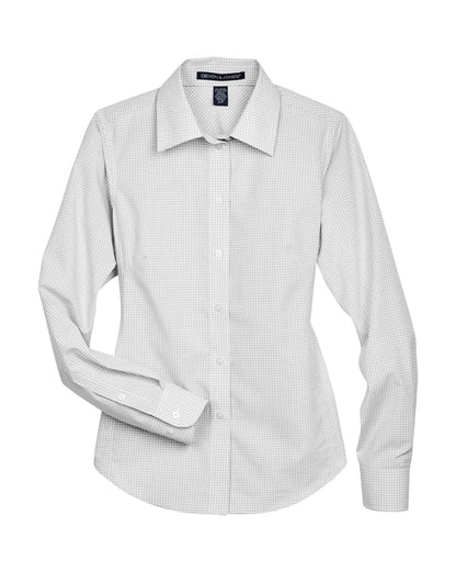 Devon & Jones Ladies' Ladies' Crown Collection® Gingham Check Woven Shirt D640W #color_Silver