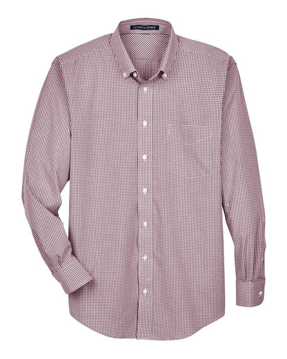 Devon & Jones Men's Crown Collection® Gingham Check Woven Shirt D640 #color_Burgundy