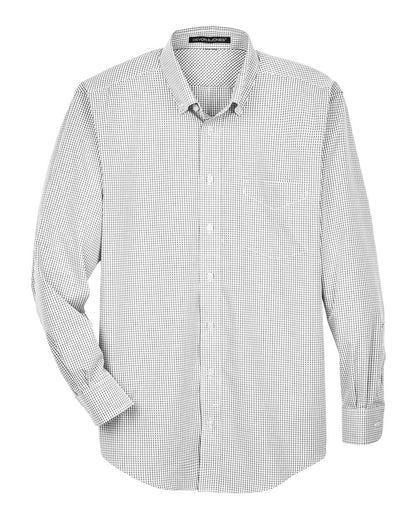 Devon & Jones Men's Crown Collection® Gingham Check Woven Shirt D640 #color_Silver