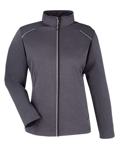 Core365 Ladies' Techno Lite Three-Layer Knit Tech-Shell CE708W #color_Carbon Heather