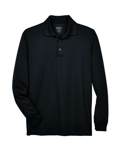 Core365 Men's Tall Pinnacle Performance Long-Sleeve Piqué Polo 88192T #color_Black