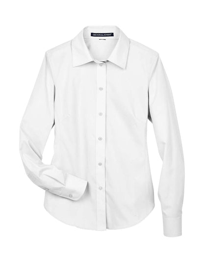 Devon & Jones Ladies' Crown Collection® Solid Broadcloth Woven Shirt D620W #color_White