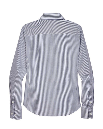 Devon & Jones Ladies' Crown Collection® Banker Stripe Woven Shirt D645W #color_Navy