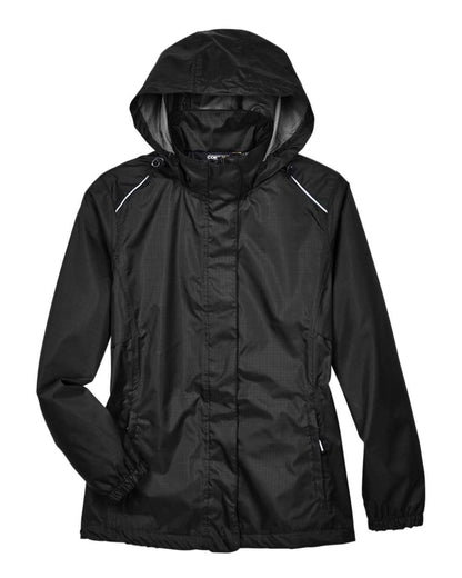 Core365 Ladies' Climate Seam-Sealed Lightweight Variegated Ripstop Jacket 78185 #color_Black