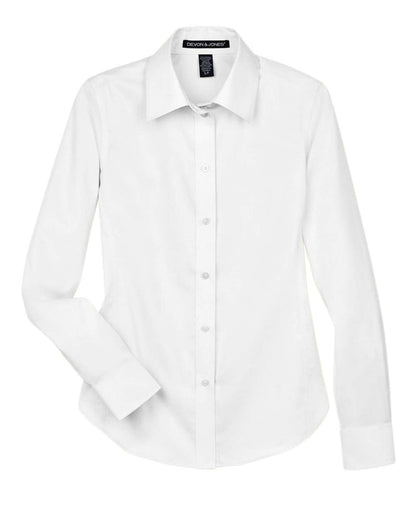 Devon & Jones Ladies' Crown Collection® Solid Stretch Twill Woven Shirt DG530W #color_White