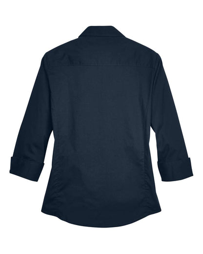 Devon & Jones Ladies' Perfect Fit™ Three-Quarter Sleeve Stretch Poplin Blouse DP625W #color_Navy