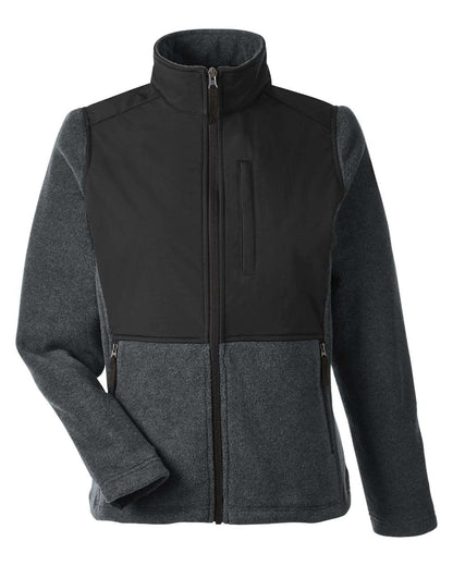 Core365 Ladies' Journey Summit Hybrid Full-Zip CE890W #color_Heather Charcoal/ Black